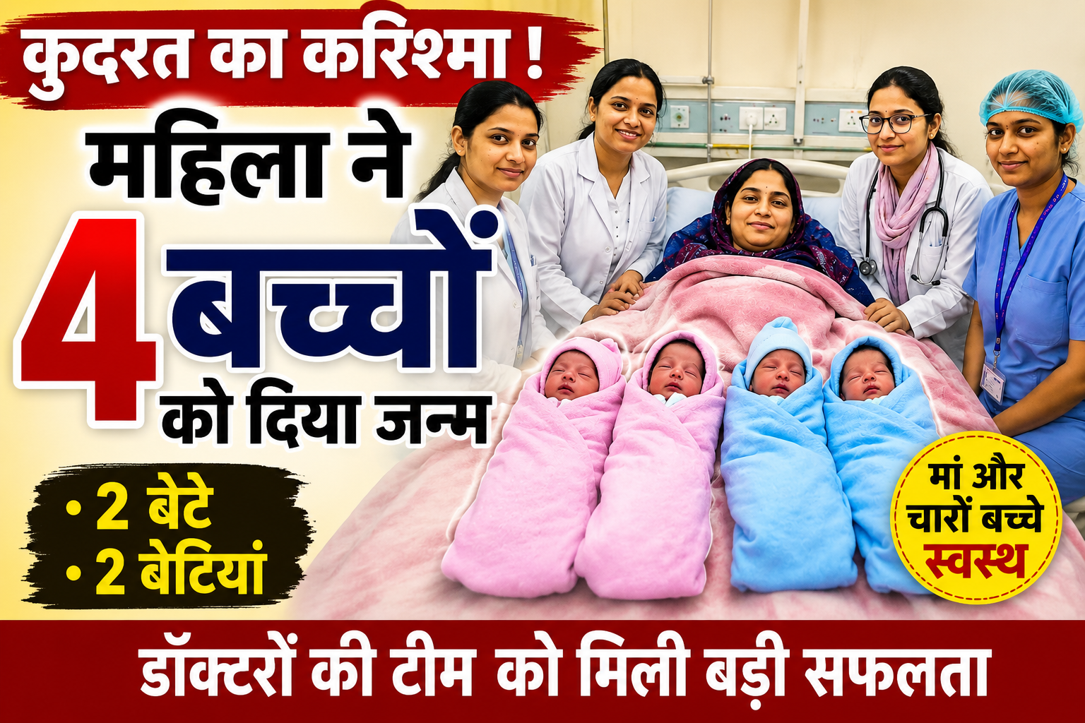 UP News: यूपी के इस जनपद में कुदरत का करिश्मा, एक साथ गूंजी चार किलकारियां